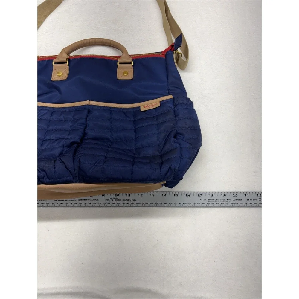Maman New York Diaper Bag Navy Blue/ Beige Quilted Shoulder Bag Messenger Look